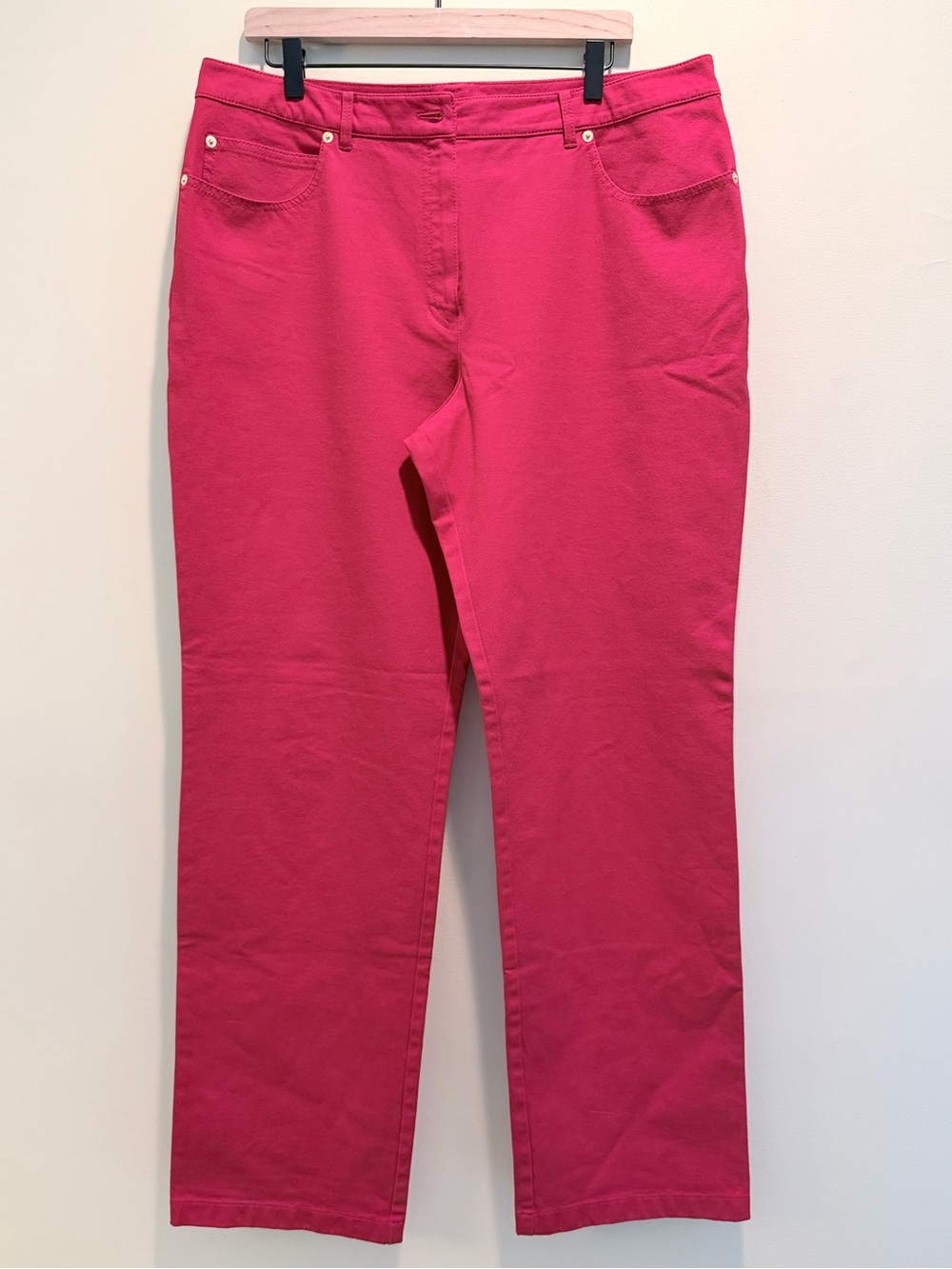 St. John Sport Red Straight Leg Stretch Jean/Pant High Rise Cotton Blend Tall